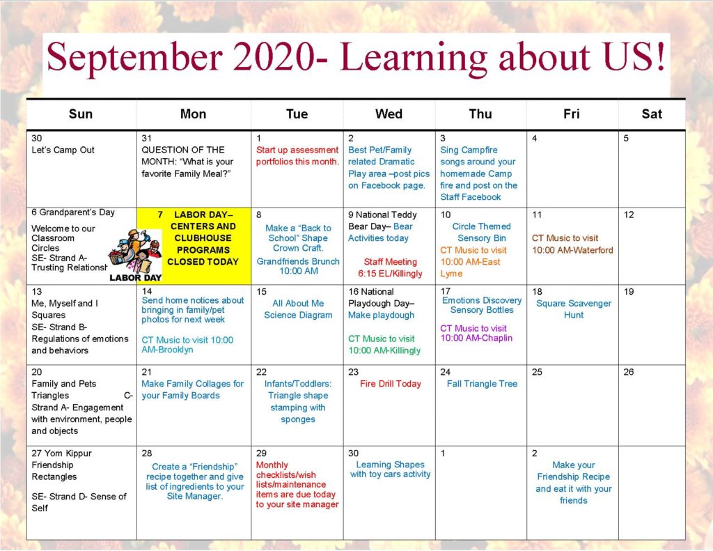 Calendar Of Events Carelot Children s Center Carelot Children s Center